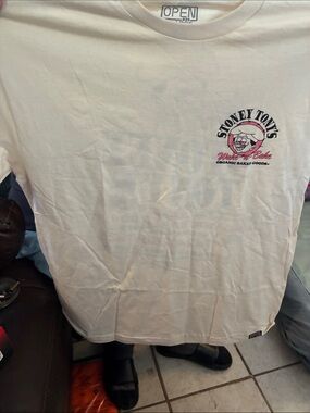 Stoney Tony's White Graphic Logo Tee